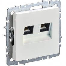 Розетка с/у компьютерная 2xRJ45, IP20, IEK BRITE [BR-K20-1-K36] жемчуг