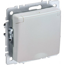Розетка с/у 2P+E 16A, IP20, в сборе, со шторками и крышкой, IEK BRITE [BR-R16-16-K36] жемчуг