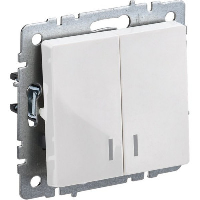 Выключатель с/у 2-кл 10А, IP20, с подсветкой, IEK BRITE [BR-V20-1-10-K01] белый