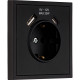 Розетка с/у 2P+E 16A, IP20, USB+Type-C, Smartbuy Капелла [SBE-09b-16-S1-USB] черный soft touch