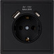 Розетка с/у 2P+E 16A, IP20, USB+Type-C, Smartbuy Капелла [SBE-09b-16-S1-USB] черный soft touch