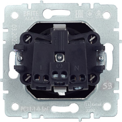 Розетка с/у 2P+E 16A, IP20, IEK BRITE [BR-R11-16-K53] графит [10]