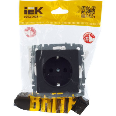 Розетка с/у 2P+E 16A, IP20, IEK BRITE [BR-R11-16-K53] графит [10]