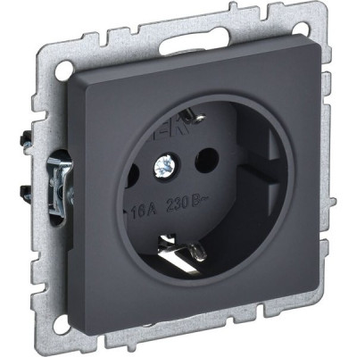 Розетка с/у 2P+E 16A, IP20, IEK BRITE [BR-R11-16-K53] графит [10]