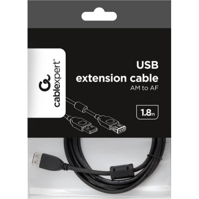 Кабель USB2.0 AM - AF удлинитель, 1.8м, ферр. фильтры, Cablexpert [CCF-USB2-AMAF-6]