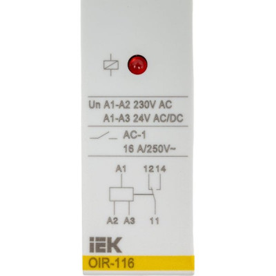 Реле промежуточное OIR 1 конт. (16А) 230В AC, IEK [OIR-116-AC230V]