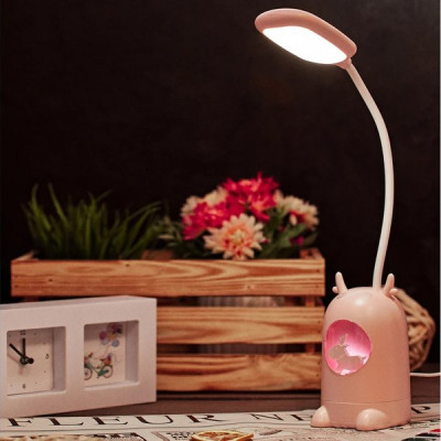 Светильник настольный LED  6W 4000К, 370х190х85мм, от USB, +ночник RGB, REXANT [609-004] персиковый