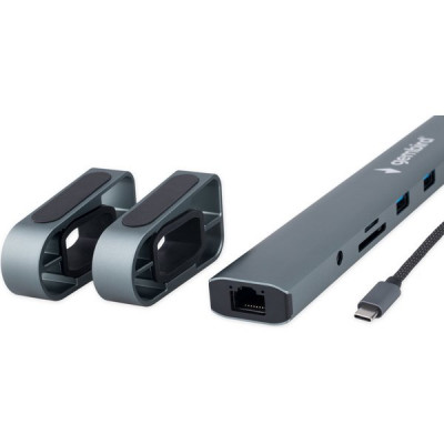 Переходник USB Type-C - 3xUSB3.1, Type-C PD87W, Jack 3.5, SD/TF, HDMI, RJ45, Gembird [UHB-D5]
