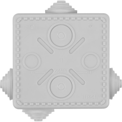 Коробка распаячная о/у  80*80*50мм, крышка, IP54, прям.монтаж, 7вх, TDM [SQ1401-7112] серая