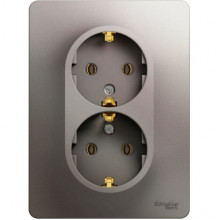 Розетка с/у 2x2P+E 16A, IP20, Schneider Electric Glossa [GSL001224] платина