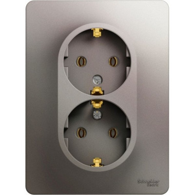 Розетка с/у 2x2P+E 16A, IP20, Schneider Electric Glossa [GSL001224] платина