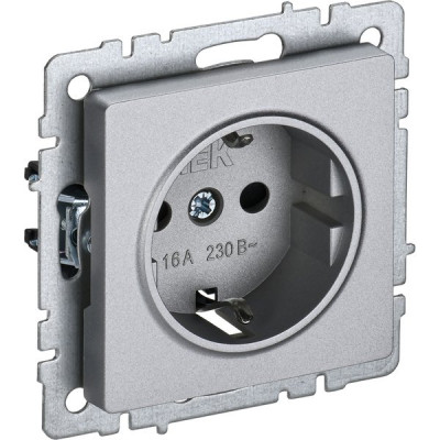 Розетка с/у 2P+E 16A, IP20, IEK BRITE [BR-R11-16-K47] алюминий