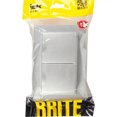 Розетка с/у 2x2P+E 16A, IP20, в сборе, со шторками и крышкой, IEK BRITE [BR-R26-16-44-K47-F] алюмини