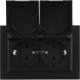 Розетка с/у 2x2P+E 16A, IP20, в сборе, со шторками и крышкой, IEK BRITE [BR-R26-16-44-K53-F] графит