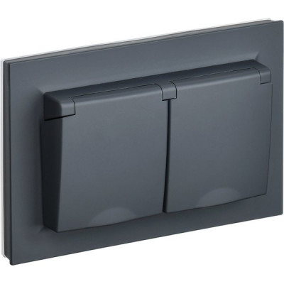 Розетка с/у 2x2P+E 16A, IP20, в сборе, со шторками и крышкой, IEK BRITE [BR-R26-16-44-K53-F] графит