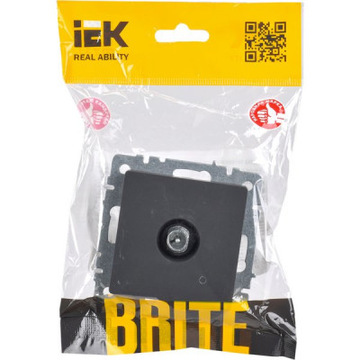 Розетка с/у TV проходная, IP20, IEK BRITE [BR-A10-P-K53] графит