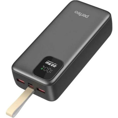 Внешняя батарея Perfeo PF-E2086, 30000mAh + LED дисплей/PD + QC 3.0/Type-C/2 USB/Выход: 5A, max 22.5
