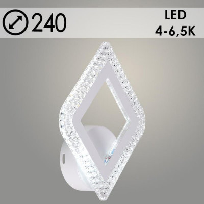 Бра LED 14W, 4000-6500K, 240*180*50, планка, Росток [LI8492A/1 WT] белый 