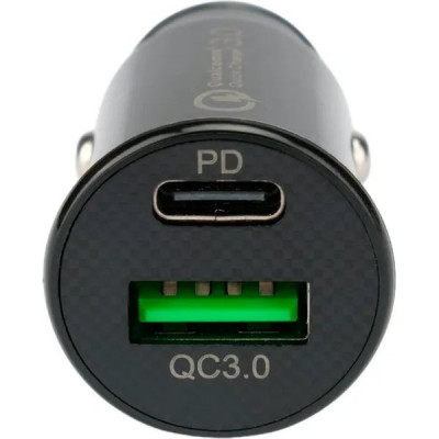 Зарядное устройство автомобильное Cablexpert, 20Вт, 3А, QC3.0/PD, 1хUSB, 1хType-C [MP3A-UC-CAR23]
