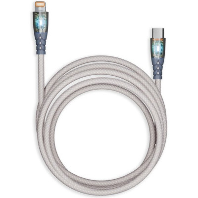 Кабель Type-C - Lightning, 1.0м, 3A, прозрачные наконечники, SmartBuy [IK-12-PDTRANSP-GRAY]