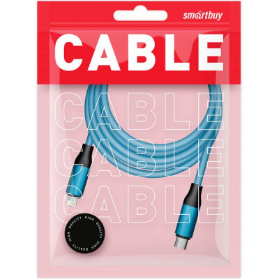 Кабель Type-C - Lightning, 1.0м, 3A, супертолстый, SmartBuy [IK-12-PDBOLD-BLUE]
