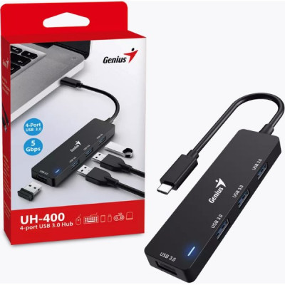 Переходник USB Type-C - 4xUSB3.0, Genius [UH-400]