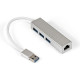 Кабель-адаптер ExeGate EXE-77U3T-45 USB3.0 -> RJ45 10/100/1000 Мбит/с, 10см + 3*USB3.0 [294185]