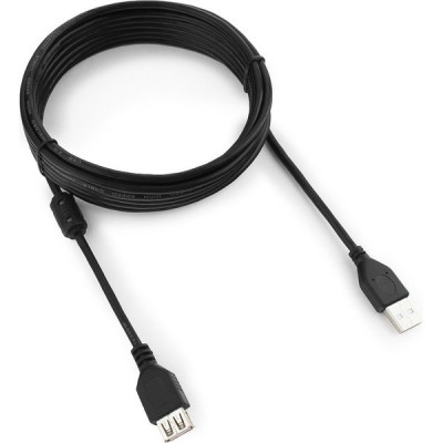 Кабель USB2.0 AM - AF удлинитель, 4.5м, экран, ферр. фильтры, Cablexpert [CCF-USB2-AMAF-15] черный