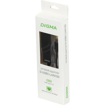 Кабель-адаптер Digma D-USBC-LAN100 Type C -> RJ45 10/100 Мбит/с, 10см