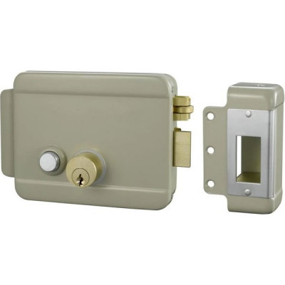 Замок эл/мех накладной_Smartec ST-RL073DI-GR, кнопка,105x150x40мм, DC 6-15В 1-3А
