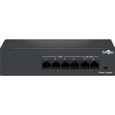 Коммутатор PoE  4PoE[100Mbps] + 2Uplink[100Mbps] Smartec; 50Вт; AC 220В; [ST-NS204MB-MD]