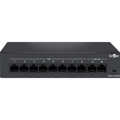 Коммутатор PoE  8PoE[100Mbps] + 2Uplink[100Mbps] Smartec; 90Вт; AC 220В; [ST-NS208MB-MD]