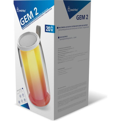 Колонка SmartBuy GEM 2, BT, USB/MP3, ультра подсветка, 20 Вт [SBS-5810]