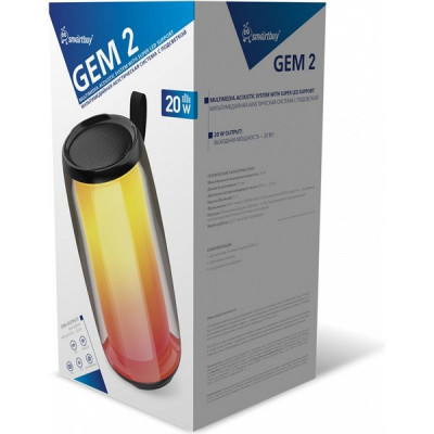Колонка SmartBuy GEM 2, BT, USB/MP3, ультра подсветка, 20 Вт [SBS-5800]