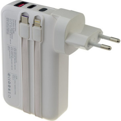 Внешняя батарея Perfeo PLUG (10000 mah+LED дисплей/Вход 230V/PD+QC 3.0/Выход: 5A, max 22) [PF_E1632]