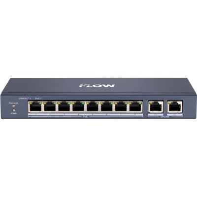 Коммутатор PoE  8PoE[100Mbps] + 2Uplink[1Gbps]; iFLOW; 60Вт; DC 48В; [F-SW-EU410POE-V/L] (DS-S1008P)