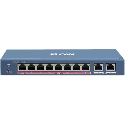 Коммутатор PoE  8PoE[100Mbps] + 2Uplink[1Gbps]; iFLOW; 110Вт; Hi-PoE; DC 48В; [F-SW-EU410HPOE-V]