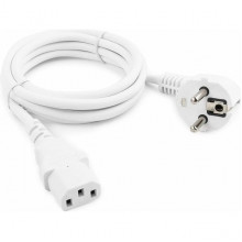 Кабель питания 1,8м системный блок, Schuko-C13, 6А, белый, с зазем., Cablexpert [PC-186W]