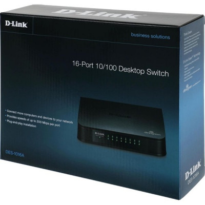 Коммутатор D-Link DES-1016A 16port 100/100Mbps неуправляемый компактное исполнение