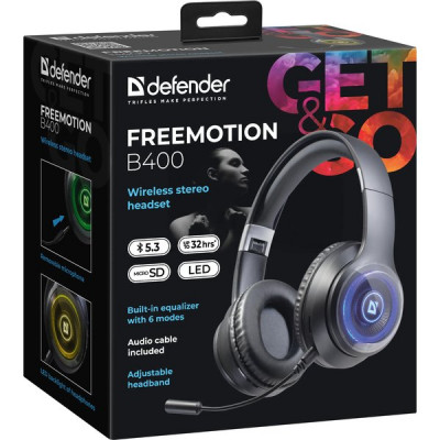 Гарнитура Defender B400 FreeMotion, черный, Bluetooth [63400]