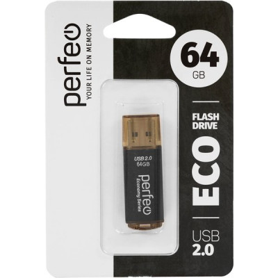 Накопитель USB Flash 64Gb Perfeo E04 Black