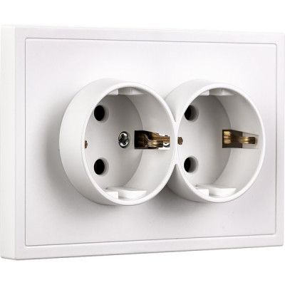Розетка с/у 2x2P+E 16A, IP20, Smartbuy Капелла [SBE-09w-16-S2-Z] белый soft touch