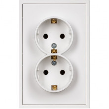 Розетка с/у 2x2P+E 16A, IP20, Smartbuy Капелла [SBE-09w-16-S2-Z] белый soft touch