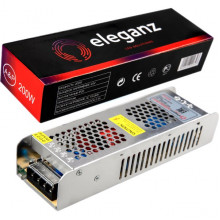 Блок питания 24V 200W, IP44, металл решетка узкий, PRO SILVER [ELEGANZ-200-24]