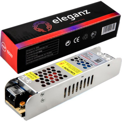 Блок питания 24V  60W, IP44, металл решетка узкий PRO SILVER, Eleganz [ELEGANZ-60-24]