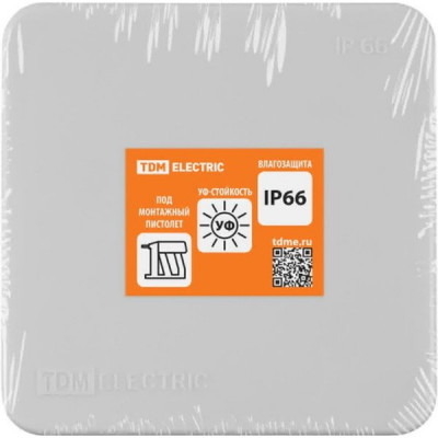 Коробка распаячная о/у  80*80*40мм, крышка, IP66, прям.монтаж, 8вх, TDM [SQ1401-2512] серая