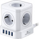 Сетевой фильтр  3м, 5 розеток, 10А/2500Вт, 3x1, 4хUSB, Cablexpert Tower [TWR-5-U4-W-3] белый
