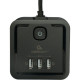 Сетевой фильтр  3м, 4 розетки, 10А/2500Вт, 3x1, 3хUSB, Cablexpert Tower [TWR-4-U3-B-3] черный