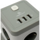 Сетевой фильтр  3м, 4 розетки, 10А/2500Вт, 3x1, 3хUSB, Cablexpert Tower [TWR-4-U3-W-3] белый