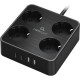 Сетевой фильтр  2м, 4 розетки, 10А/2500Вт, 3x1, 2хUSB+2xType-C, Cablexpert Plate [PLT-4-C2U2-B-2]